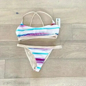 Dippin daisy striped bikini size large